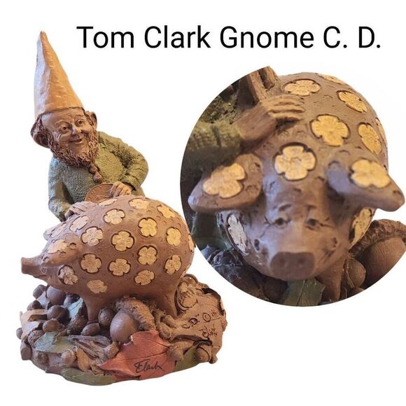 Tom Clark Gnome C. D. Signed 1984 Cairn Studios Vintage Daisy Pig Renaissance - Picture 1 of 10